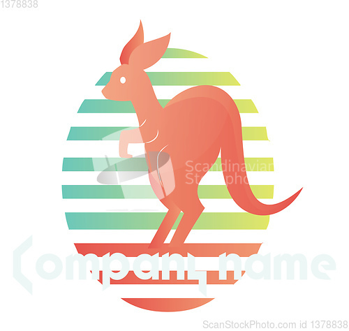 Image of Pink kangaroo inside a colorful elipse vector logo design on a w