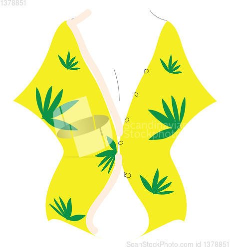 Image of Yellow bathrobe with weed print illustration basic RGB vector on