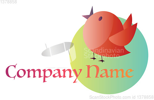 Image of Cute round red bird vector logo design on white background