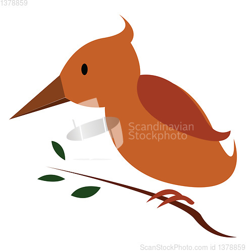 Image of A beautiful bird with a long beak perched on a green tree branch