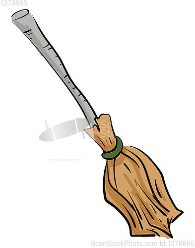 Image of A cartoon witch broom vector or color illustration