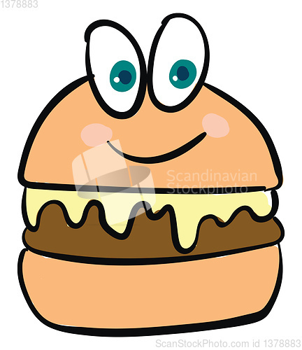 Image of Happy burger, vector or color illustration.