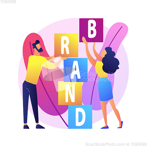 Image of Product brand building vector concept metaphor.