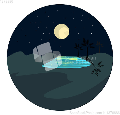 Image of Portrait of an oasis at night over dark background vector or col