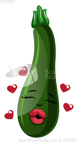 Image of Cartoon courgettes in love illustration vector on white backgrou