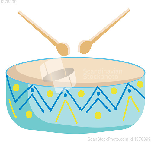 Image of Painting of a musical instrument called drum struck with two sti
