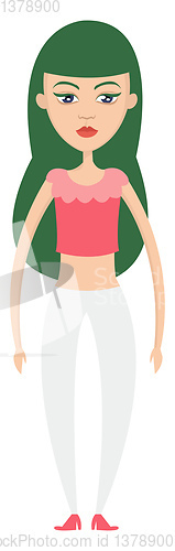 Image of Girl with green hair illustration vector on white background