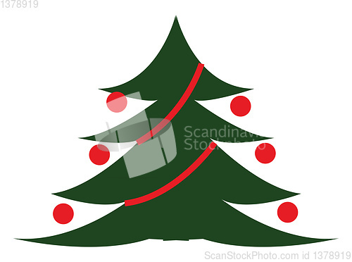 Image of A chirstmas tree decorated vector or color illustration