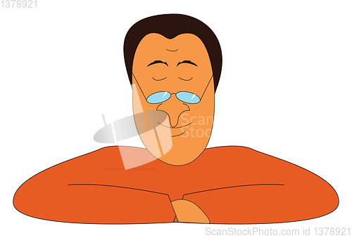 Image of A crazy-looking man in orange-colored shirt vector or color illu