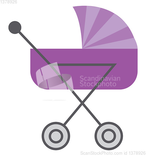 Image of Vitage pink baby stroller vector illustration on white backgroun