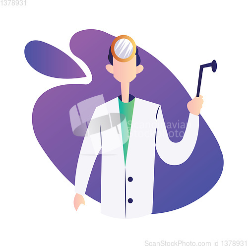 Image of Vector illustration of a doctor inside a purple bubble on white 