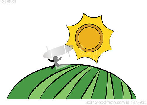 Image of Man running under the bright sun vector or color illustration