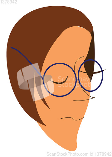 Image of Girl with blue eyeglasses vector or color illustration