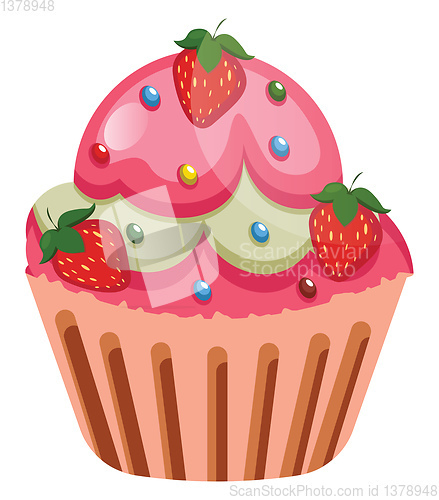 Image of rut cupcake with strawberries as a roastingillustration vector o