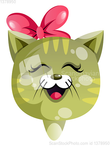 Image of Cartoon cat with tie on her head vector illustration on white ba