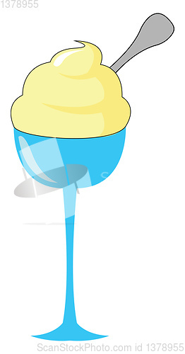 Image of Clipart of yellow-flavored ice cream in elegant blue glassware w