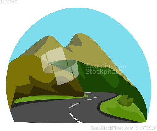 Image of Portrait of a mountainous road vector or color illustration