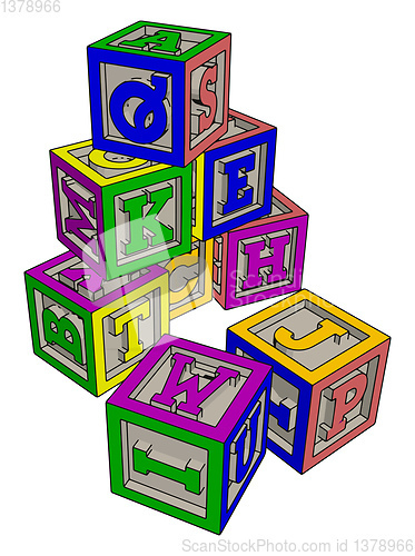Image of Various colorful toy blocks vector illustration on white backgro
