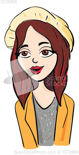 Image of Clipart of a brown-haired girl with a hat vector or color illust