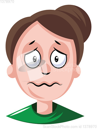 Image of Woman with hair tied in a bun is depressed illustration vector o