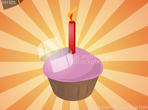 Image of Birthday cupcake with candle