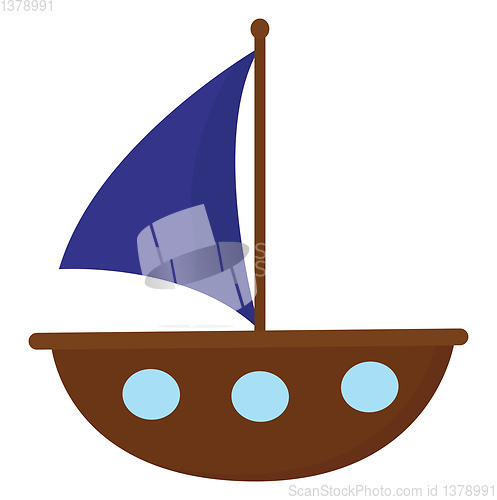 Image of Portrait of a brown cartoon boat vector or color illustration