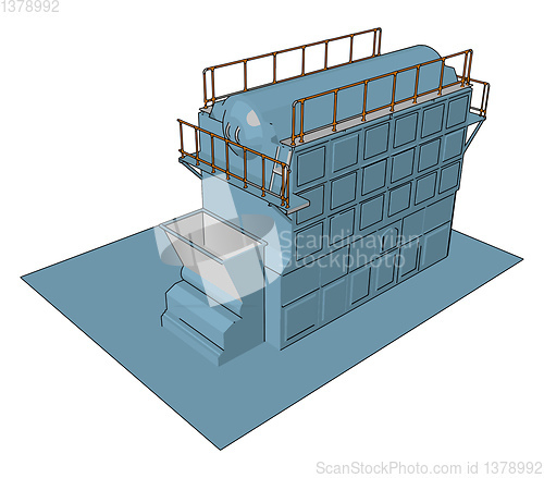 Image of Blue industrial sack packer vector illustration on white baclgro