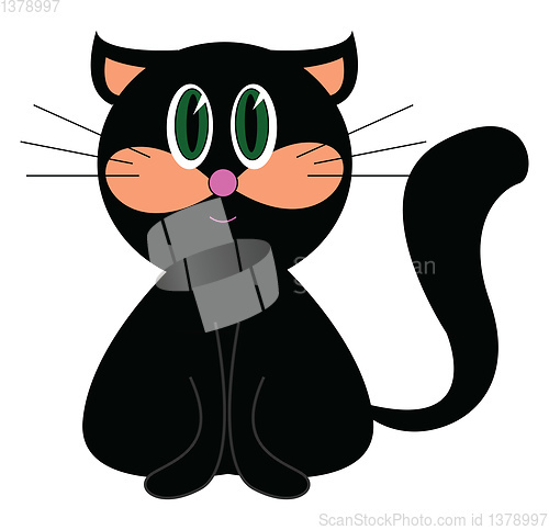 Image of Little black cat vector illustration on white background