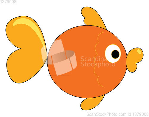 Image of Painting of an orange fish, vector or color illustration. 