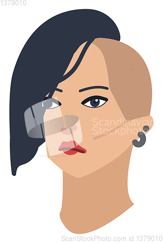 Image of Portrait of a girkl with blue hairvector illustration on white b