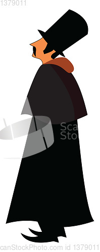 Image of A man in a black coat, vector color illustration.