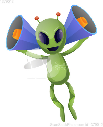 Image of Alien with big ears, illustration, vector on white background.