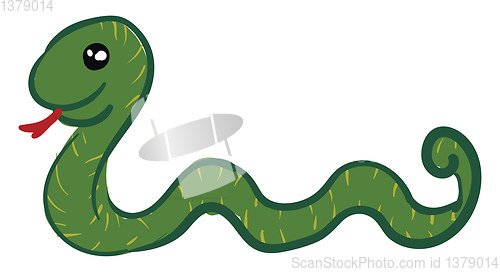 Image of Green slithering snake vector or color illustration