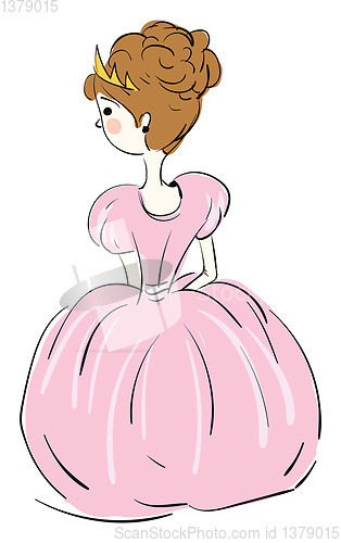 Image of Cute princess in a baby pink ball gown and crown vector illustra