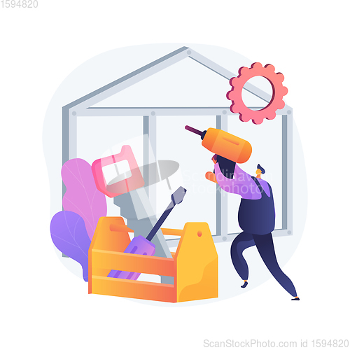 Image of Carpenter services abstract concept vector illustration.