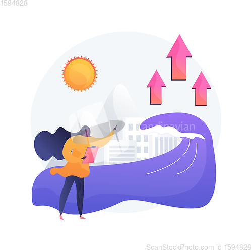 Image of Sea level rise abstract concept vector illustration.