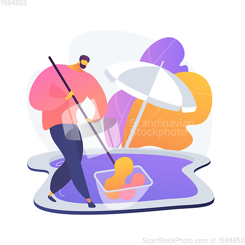 Image of Pool and outdoor cleaning abstract concept vector illustration.