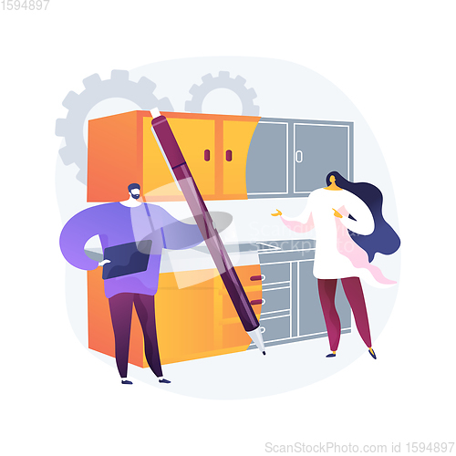 Image of Custom made kitchens abstract concept vector illustration.