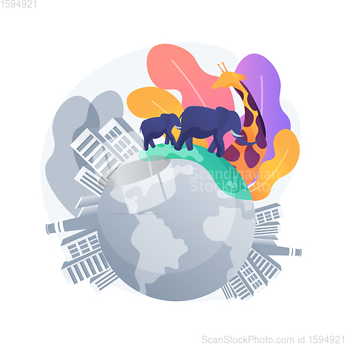 Image of Habitat loss for wild animals abstract concept vector illustration.