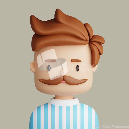 Image of 3D cartoon avatar of smiling caucasian man