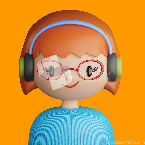 Image of 3D cartoon avatar of smiling red haired young woman