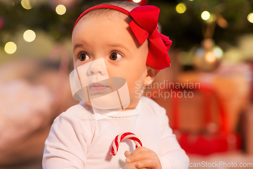 Image of beautiful baby girl on christmas