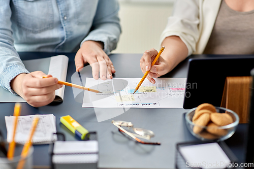 Image of business team with gadgets working at office table