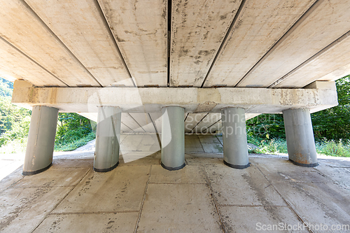 Image of Close-up of bridge piers, concreted slope under the bridge