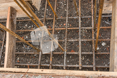 Image of Additional reinforcement of the crosshairs of the strip foundation with metal reinforcement