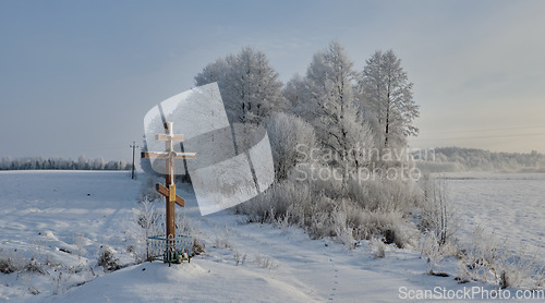 Image of Winter landscape with trees snow wrapped