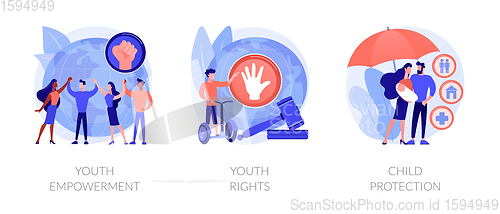 Image of Young people rights protection abstract concept vector illustrations.