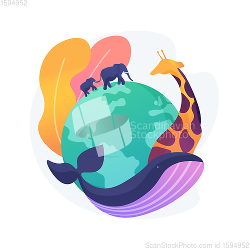Image of Wild animals protection abstract concept vector illustration.