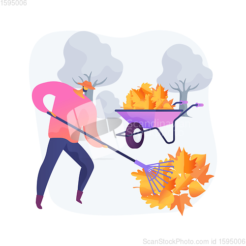 Image of Fall clean-up abstract concept vector illustration.