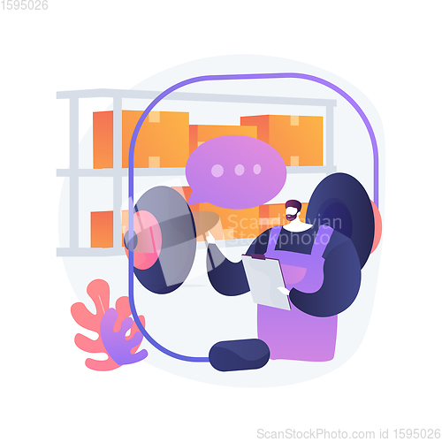 Image of Warehouse voice tasking abstract concept vector illustration.